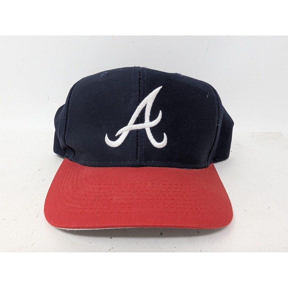 VINTAGE Atlanta Braves Hat Cap Snap Back Mens One Size Blue MLB Baseball Logo 7